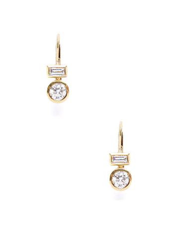 Rectangle Round Drop Earrings