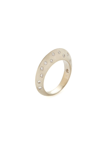 Saucer Diamond 14K White Gold Ring