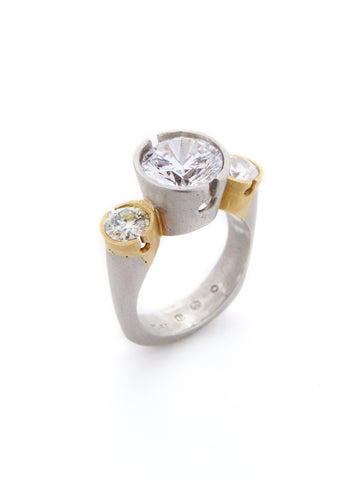 3 Bezel Two-Tone Diamond Ring