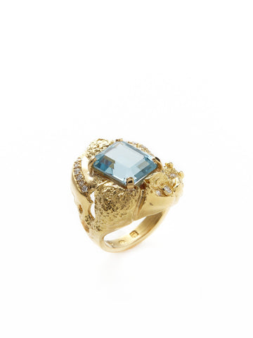 Blue Snow Diamond Ring