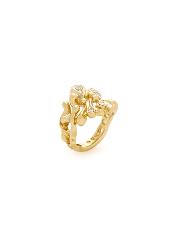Diamond 18K Yellow Gold Drizzle Ring