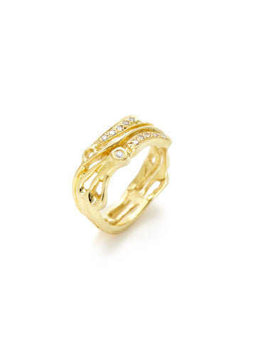 Gold Diamond Cutout Swirl Ring