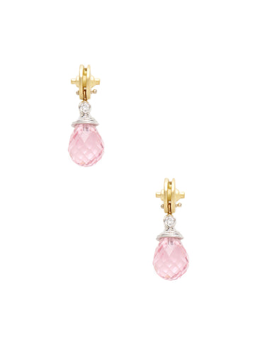 Pink Crystal Diamond Drop Earrings