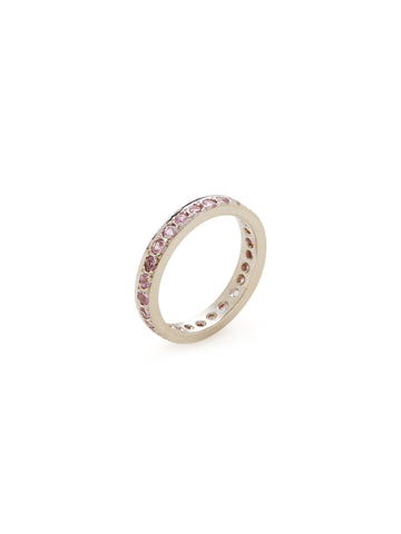 Pink Sapphire 14K White Gold Band Ring