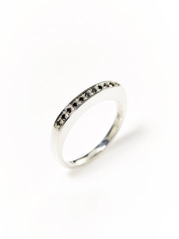 Silver Black Diamond Slab Ring
