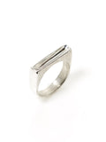 Silver Etched Square Scoop Ring