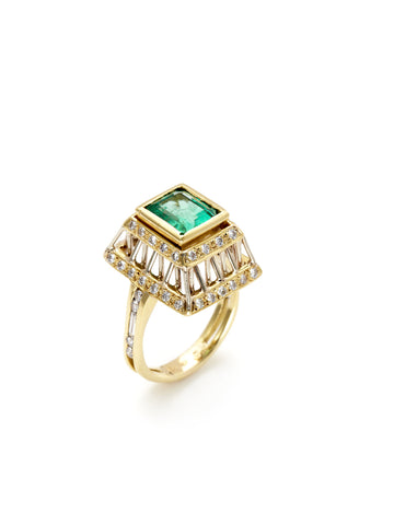 Emerald Reflecting Rods Ring