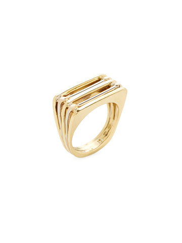 18K Yellow Gold Square Ring