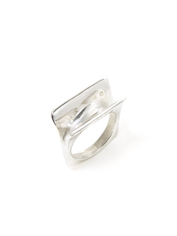 Silver Swooped Square Ring